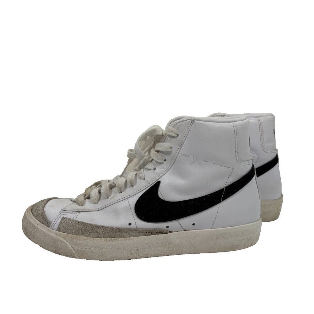 Nike Blazer 77 Shoes Womens Size 9 White Black Leather Mid Top